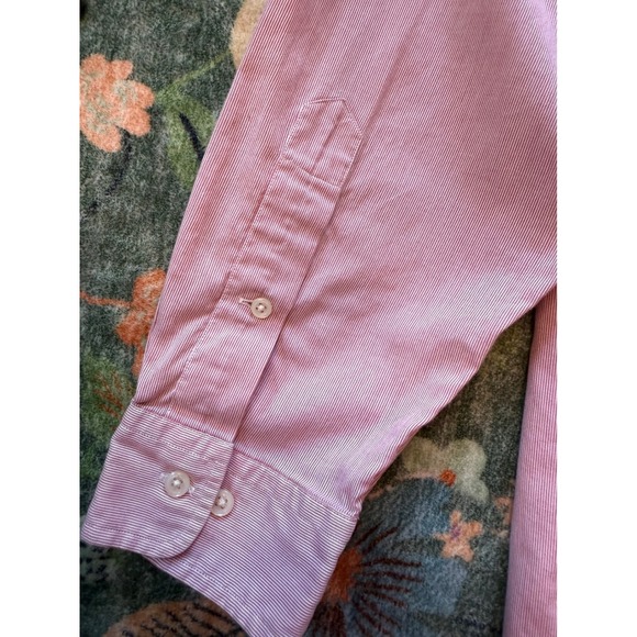 Ralph Lauren Yarmouth Mens 17 34/35 Red White Striped Cotton Button Down Shirt - Picture 13 of 15